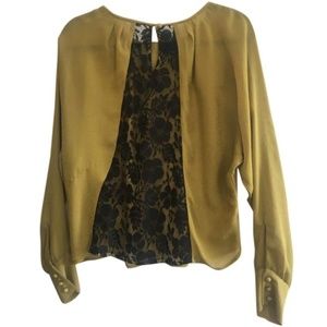 Rachel Roy - Yellow / Black Print & Lace Blouse